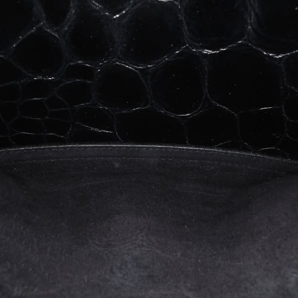 Pre-owned Saint Laurent Medium Turtle Embossed Patent Monogram Sunset Bag Black
