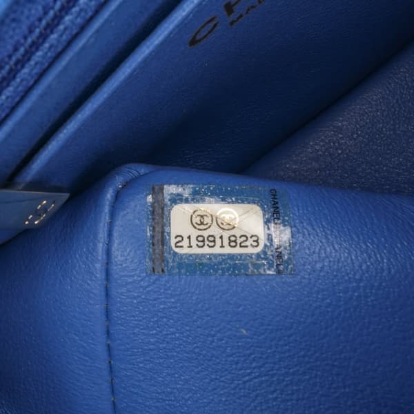 Pre-owned Chanel Mini Square Classic Lambskin Single Flap Blue