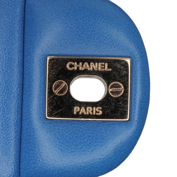 Pre-owned Chanel Mini Square Classic Lambskin Single Flap Blue