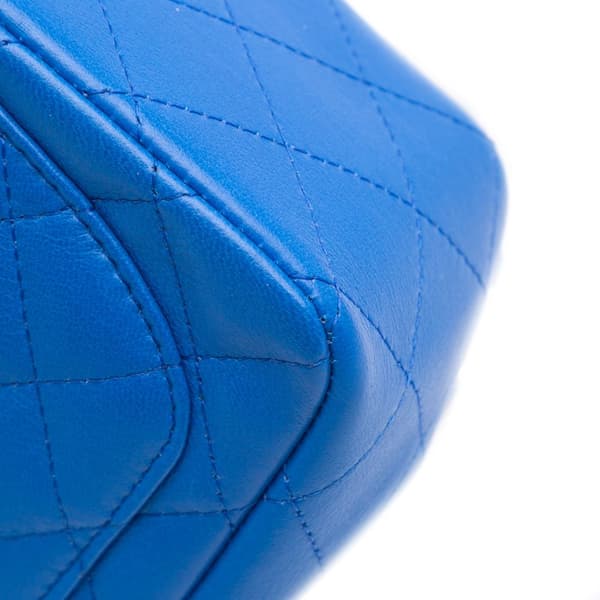 Pre-owned Chanel Mini Square Classic Lambskin Single Flap Blue