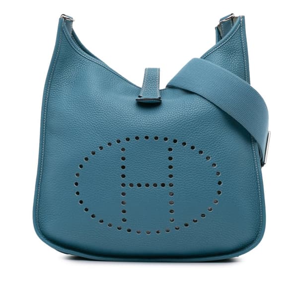 Pre-owned Hermès Clemence Evelyne III 29 Blue