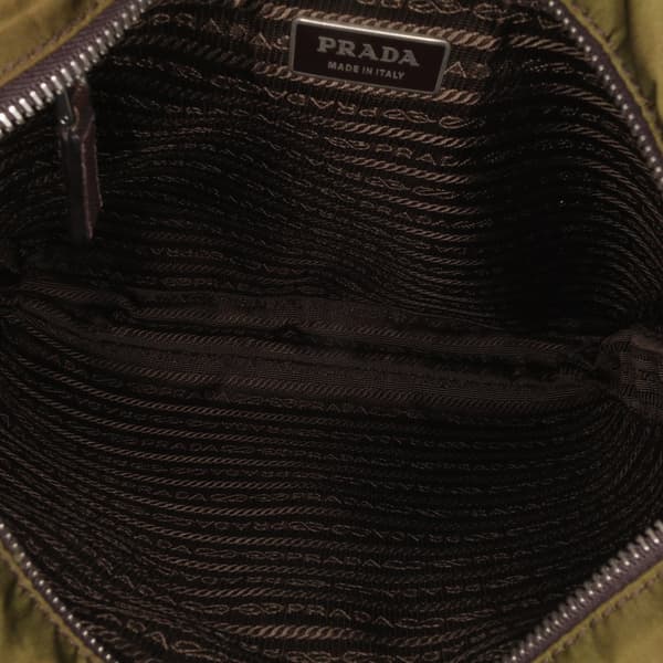 Pre-owned Prada Tessuto Zip Top Crossbody Green