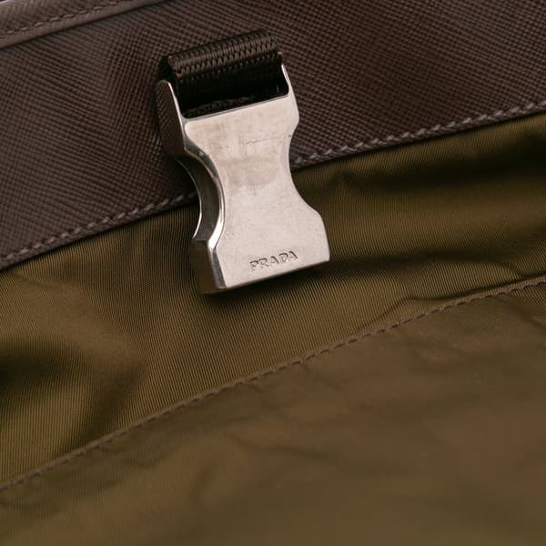 Pre-owned Prada Tessuto Zip Top Crossbody Green