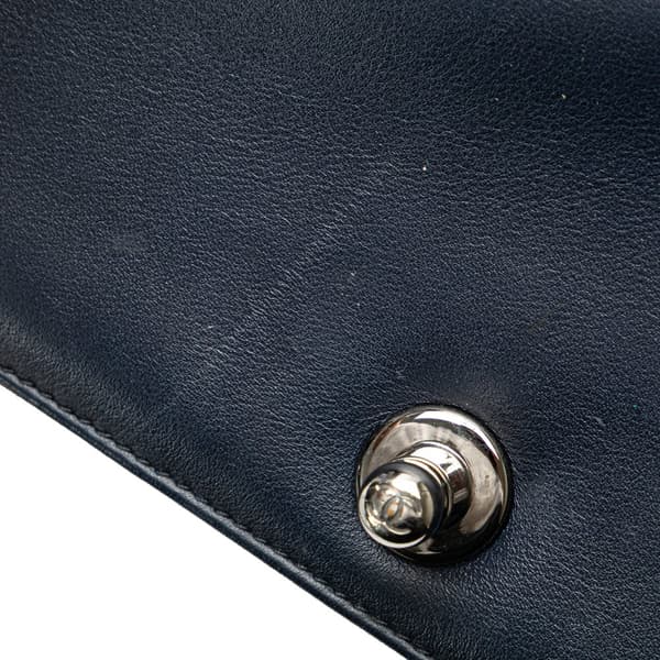 Pre-owned Chanel Old Medium Chevron and Diamond Quilted Lambskin Boy Flap Blue