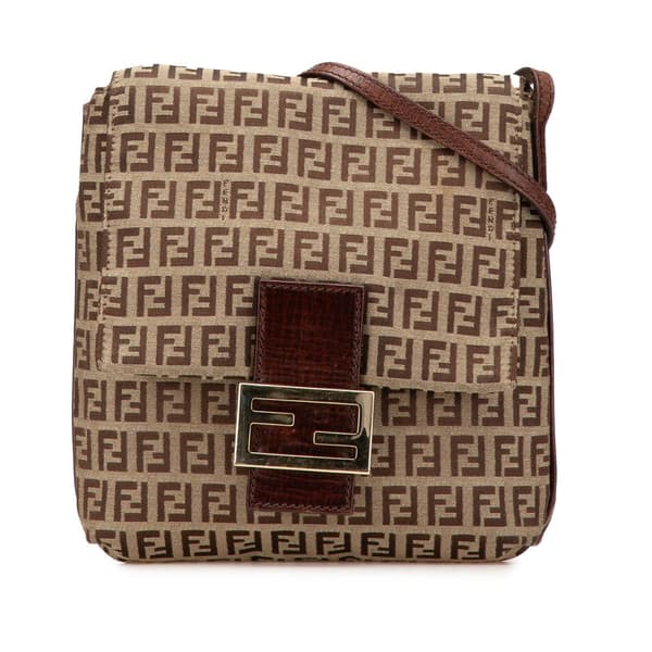 Pre-owned Fendi Zucchino Canvas Crossbody Brown