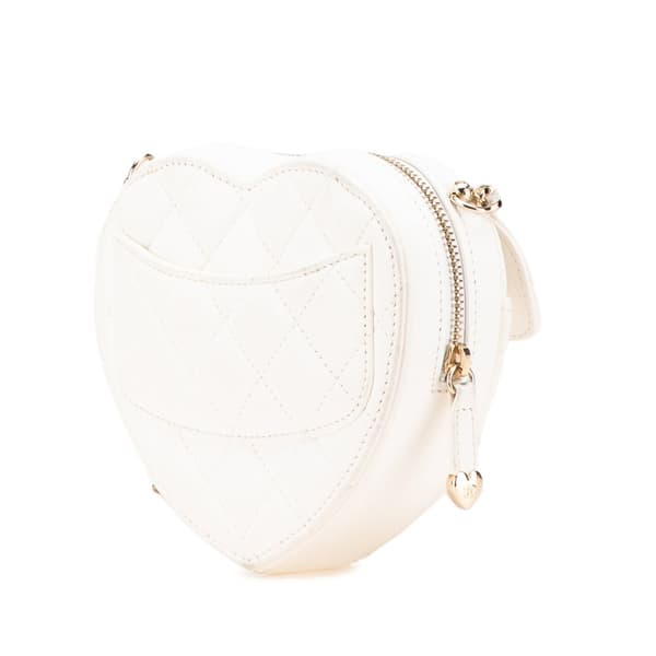 Pre-owned Chanel Mini Lambskin CC in Love Heart Crossbody White