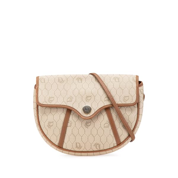 Pre-owned Dior Honeycomb Coated Canvas Crossbody Brown
