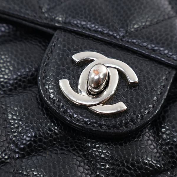 Pre-owned Chanel Mini Square Classic Quilted Caviar Flap Black
