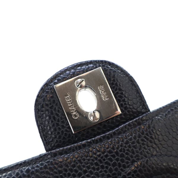 Pre-owned Chanel Mini Square Classic Quilted Caviar Flap Black