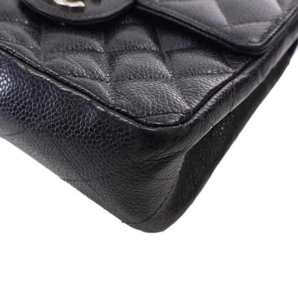 Pre-owned Chanel Mini Square Classic Quilted Caviar Flap Black