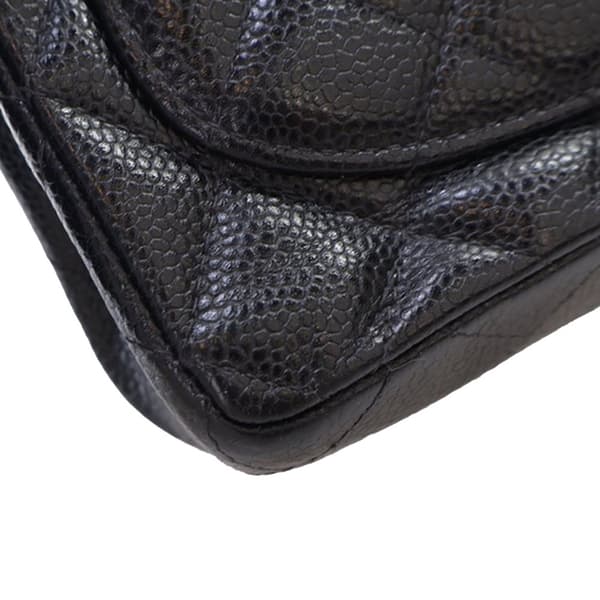 Pre-owned Chanel Mini Square Classic Quilted Caviar Flap Black