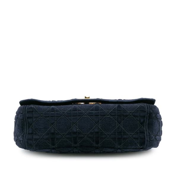 Pre-owned Dior Medium Velvet Cannage Caro Bag Blue