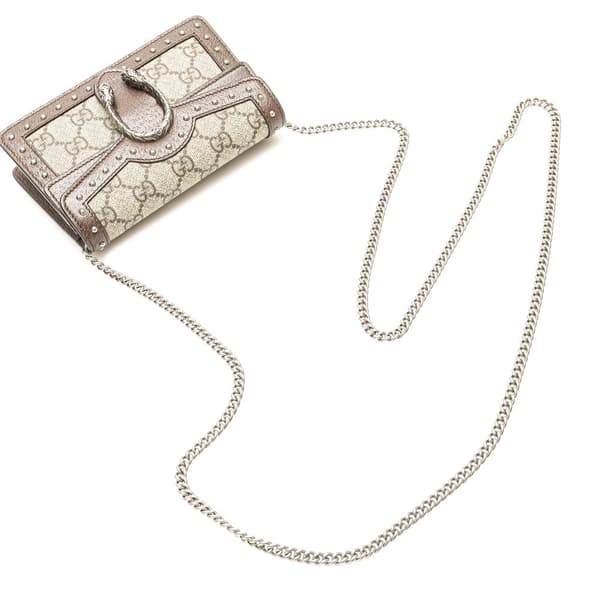 Pre-owned Gucci Super Mini GG Supreme Studs Dionysus Crossbody Brown