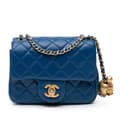 Pikkukuva 1 / 10: Pre-owned Chanel Mini Square Classic Lambskin Pearl Crush Single Flap Blue