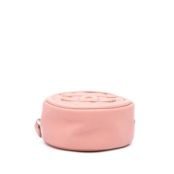 Pre-owned Chanel Caviar CC Filigree Round Crossbody Pink