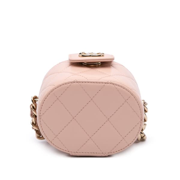 Pre-owned Chanel Mini Lambskin Elegant Chain Vanity Case Pink