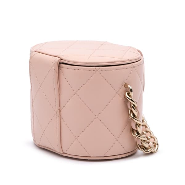 Pre-owned Chanel Mini Lambskin Elegant Chain Vanity Case Pink