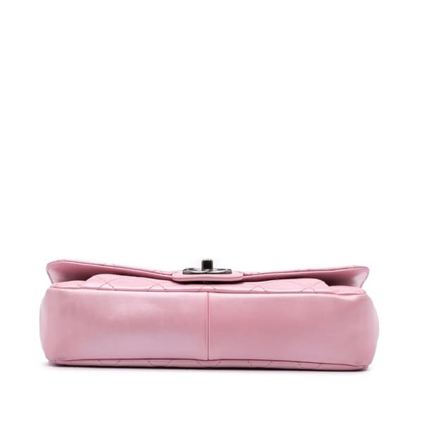Pre-owned Chanel Medium CC Quilted Metallic Calfskin Coco Pleats Flap Pink