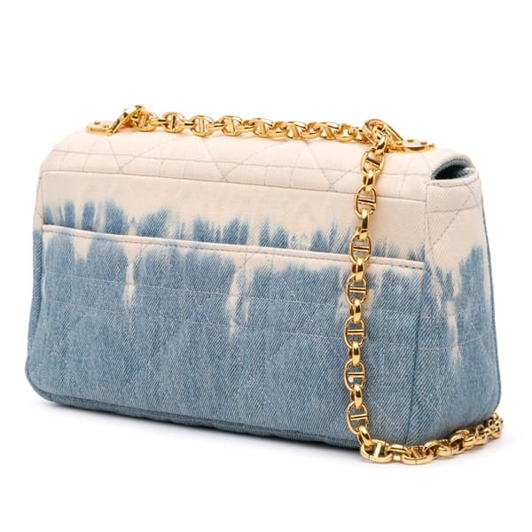 Pre-owned Dior Medium Denim Tie Dye Macrocannage Caro Bag Blue