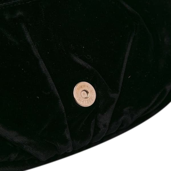 Pre-owned Chanel CC Velvet Half Moon Wallet on Chain Black