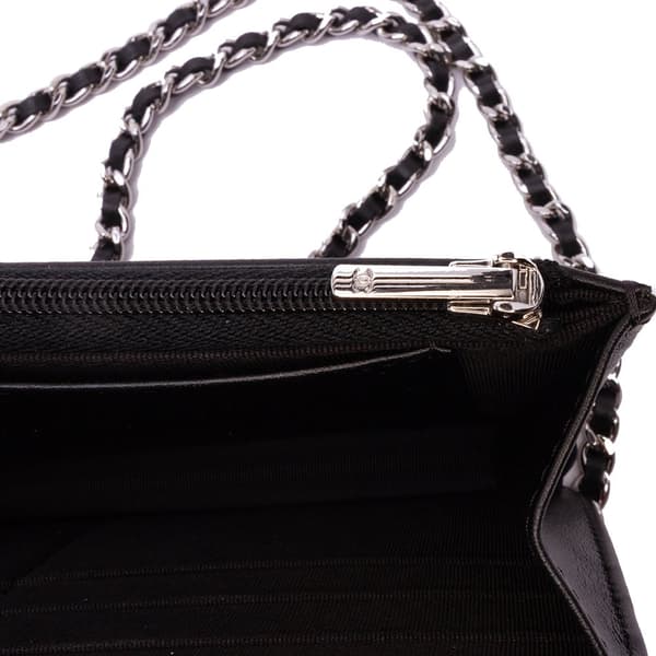 Pre-owned Chanel CC Bicolor Quilted Patent Wallet on Chain Red