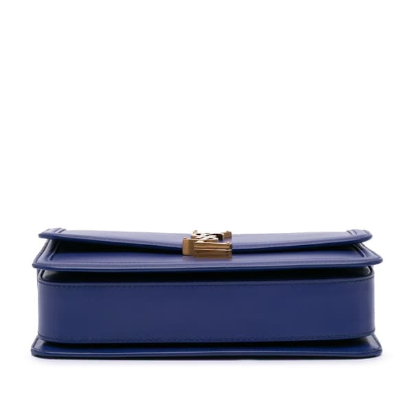 Pre-owned Saint Laurent Medium Leather Solferino Satchel In Box Blue