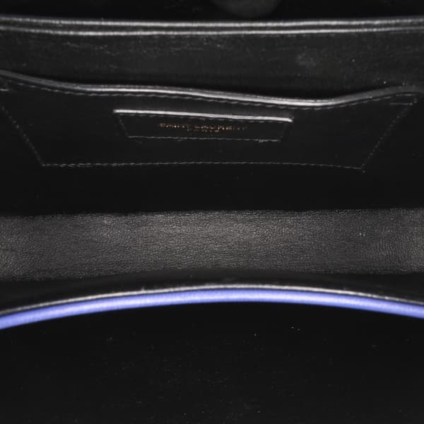 Pre-owned Saint Laurent Medium Leather Solferino Satchel In Box Blue