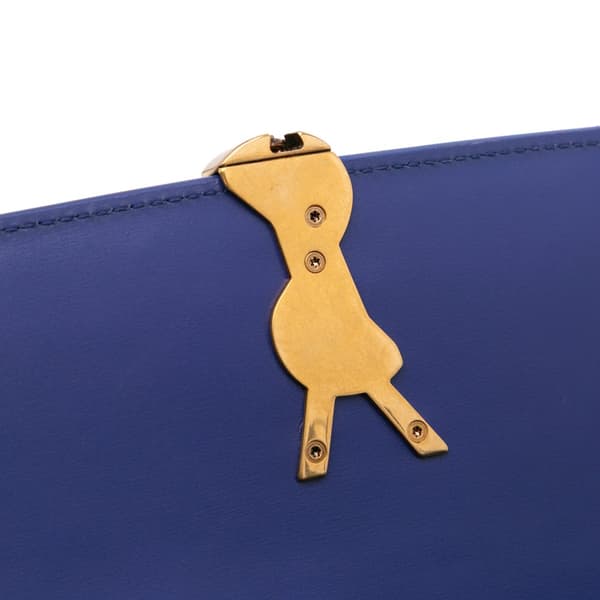 Pre-owned Saint Laurent Medium Leather Solferino Satchel In Box Blue
