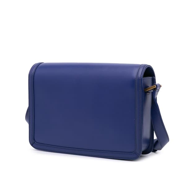 Pre-owned Saint Laurent Medium Leather Solferino Satchel In Box Blue