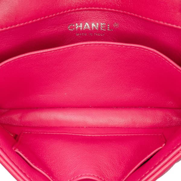 Pre-owned Chanel Extra Mini Rectangular Classic Lambskin Single Flap Pink