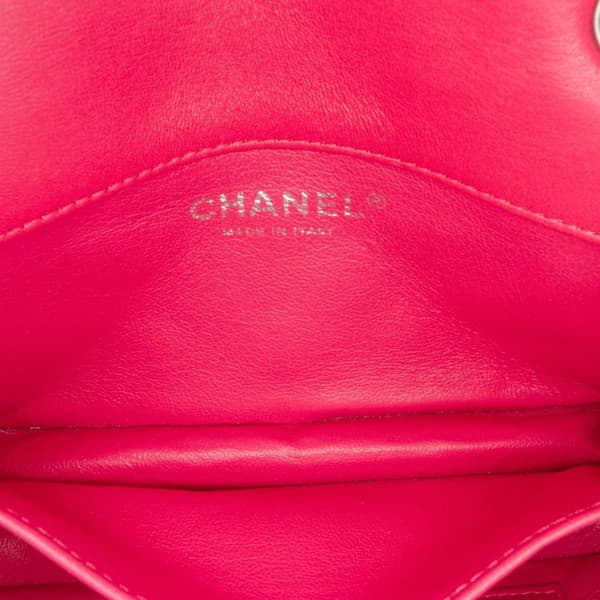 Pre-owned Chanel Extra Mini Rectangular Classic Lambskin Single Flap Pink