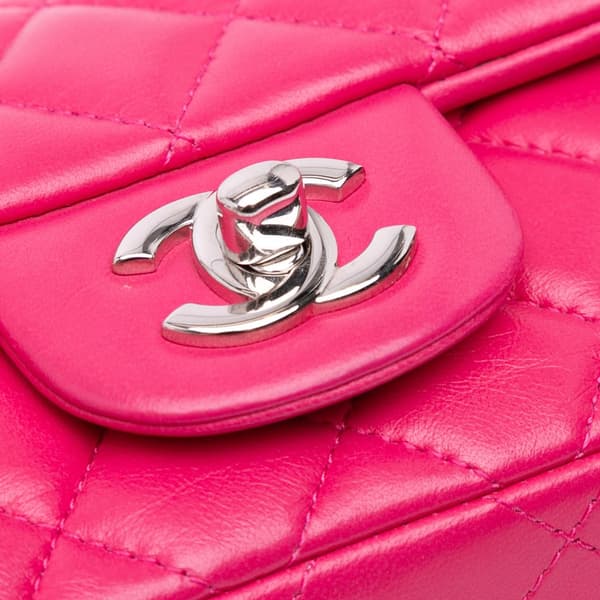 Pre-owned Chanel Extra Mini Rectangular Classic Lambskin Single Flap Pink