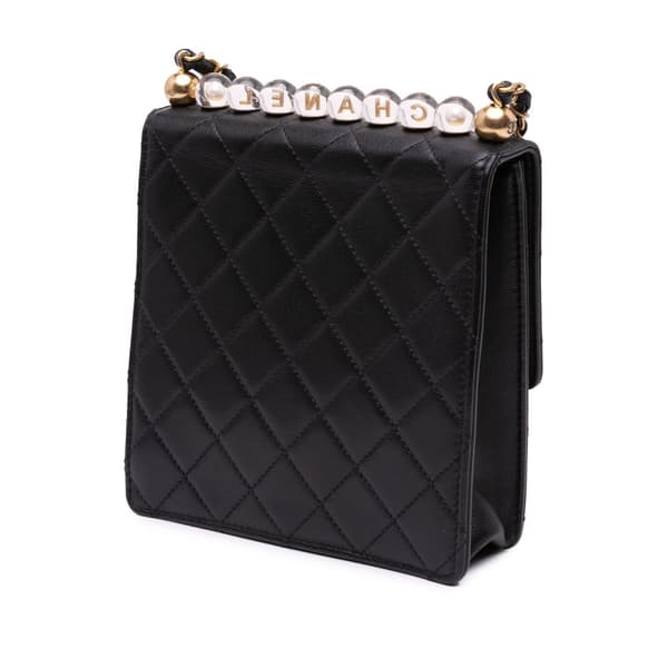 Pre-owned Chanel Small Lambskin Chic Pearls Flap Black