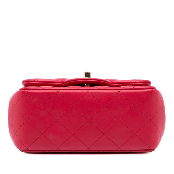 Pre-owned Chanel Mini Square Classic Lambskin Single Flap Pink