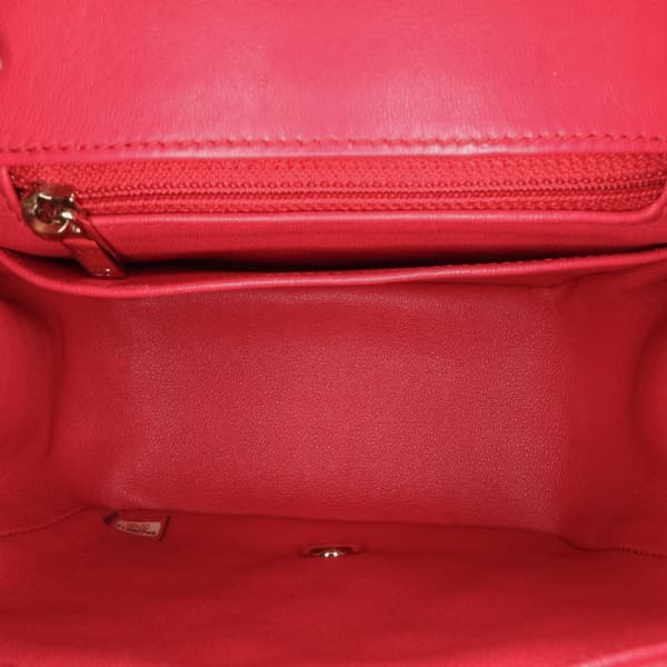 Pre-owned Chanel Mini Square Classic Lambskin Single Flap Pink