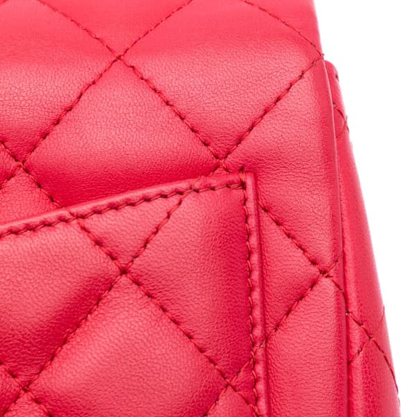 Pre-owned Chanel Mini Square Classic Lambskin Single Flap Pink