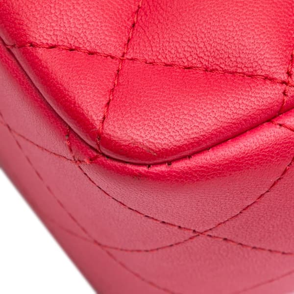 Pre-owned Chanel Mini Square Classic Lambskin Single Flap Pink