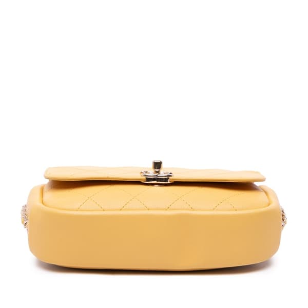 Pre-owned Chanel Quilted Goatskin Casual Trip Flap Yellow