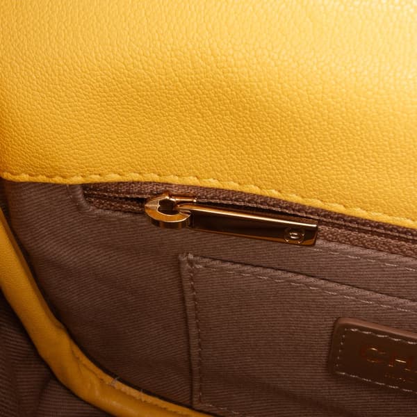 Pre-owned Chanel Quilted Goatskin Casual Trip Flap Yellow
