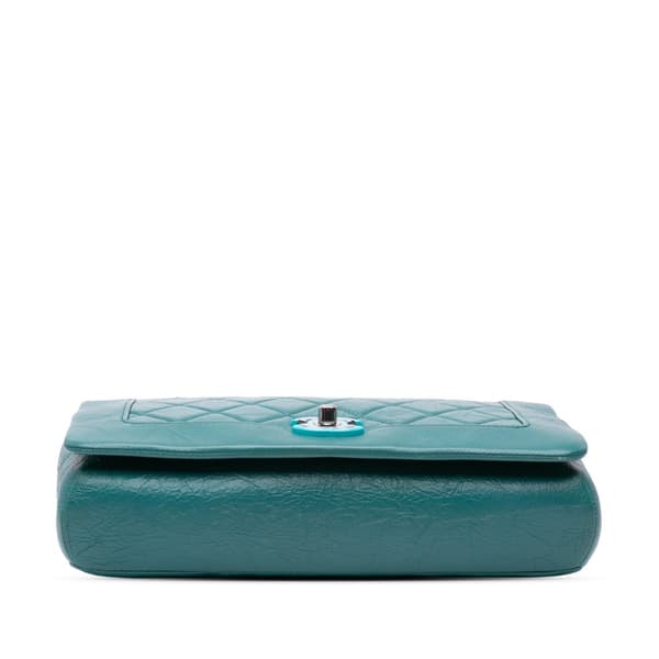 Pre-owned Chanel Medium Crumpled Calfskin Bi Vintage Full Flap Blue