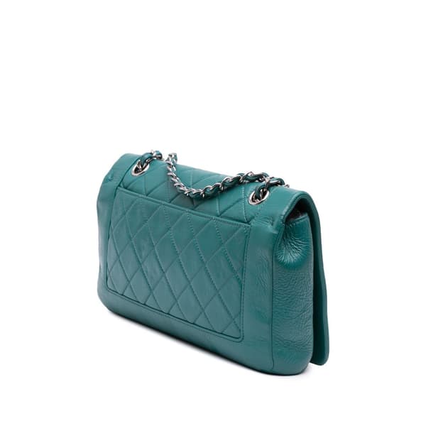 Pre-owned Chanel Medium Crumpled Calfskin Bi Vintage Full Flap Blue
