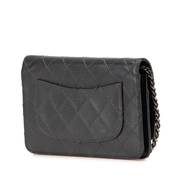 Pre-owned Chanel Reissue 2.55 Stitched Calfskin Wallet on Chain Gray
