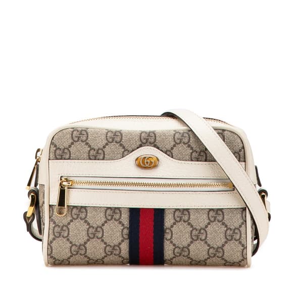 Pre-owned Gucci Mini GG Supreme Ophidia Crossbody Brown