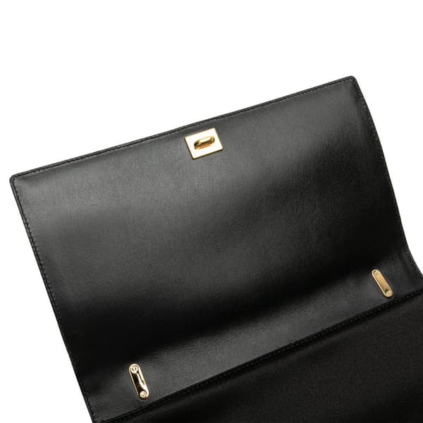 Pre-owned Ferragamo Medium Vara Embellished Satin Ginny Chain Crossbody Black