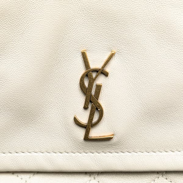 Pre-owned Saint Laurent Mini Quilted Lambskin Monogram Nolita Bag White