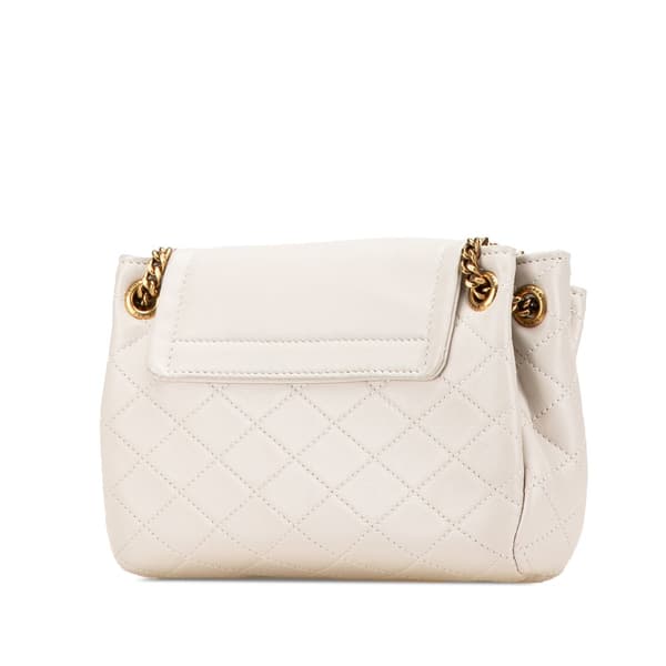 Pre-owned Saint Laurent Mini Quilted Lambskin Monogram Nolita Bag White