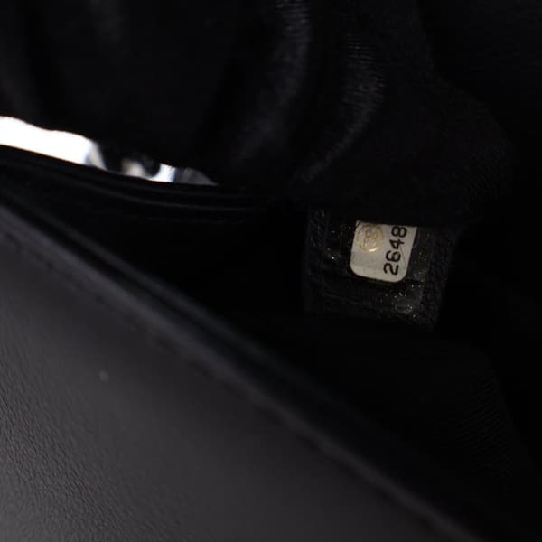 Pre-owned Chanel Old Medium Quilted Tweed and Calfskin Pearl Boy Flap Black