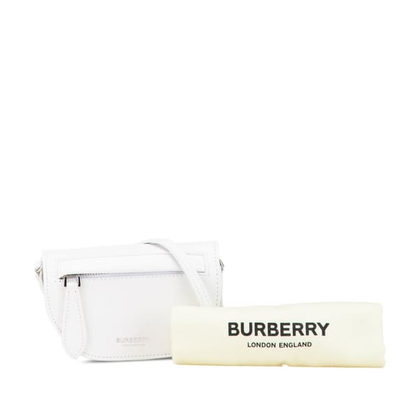 Pre-owned Burberry Micro Leather Olympia Crossbody White