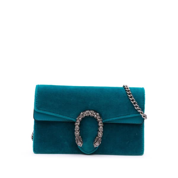 Pre-owned Gucci Super Mini Velvet Dionysus Crossbody Blue