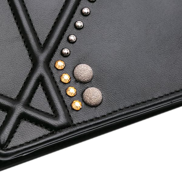 Pre-owned Dior Medium Studded Lambskin Diorama Flap Black